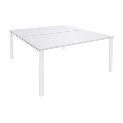 Bureau Bench IRIS - L160 cm - Plan de départ - Pieds blanc - plateau Blanc perle