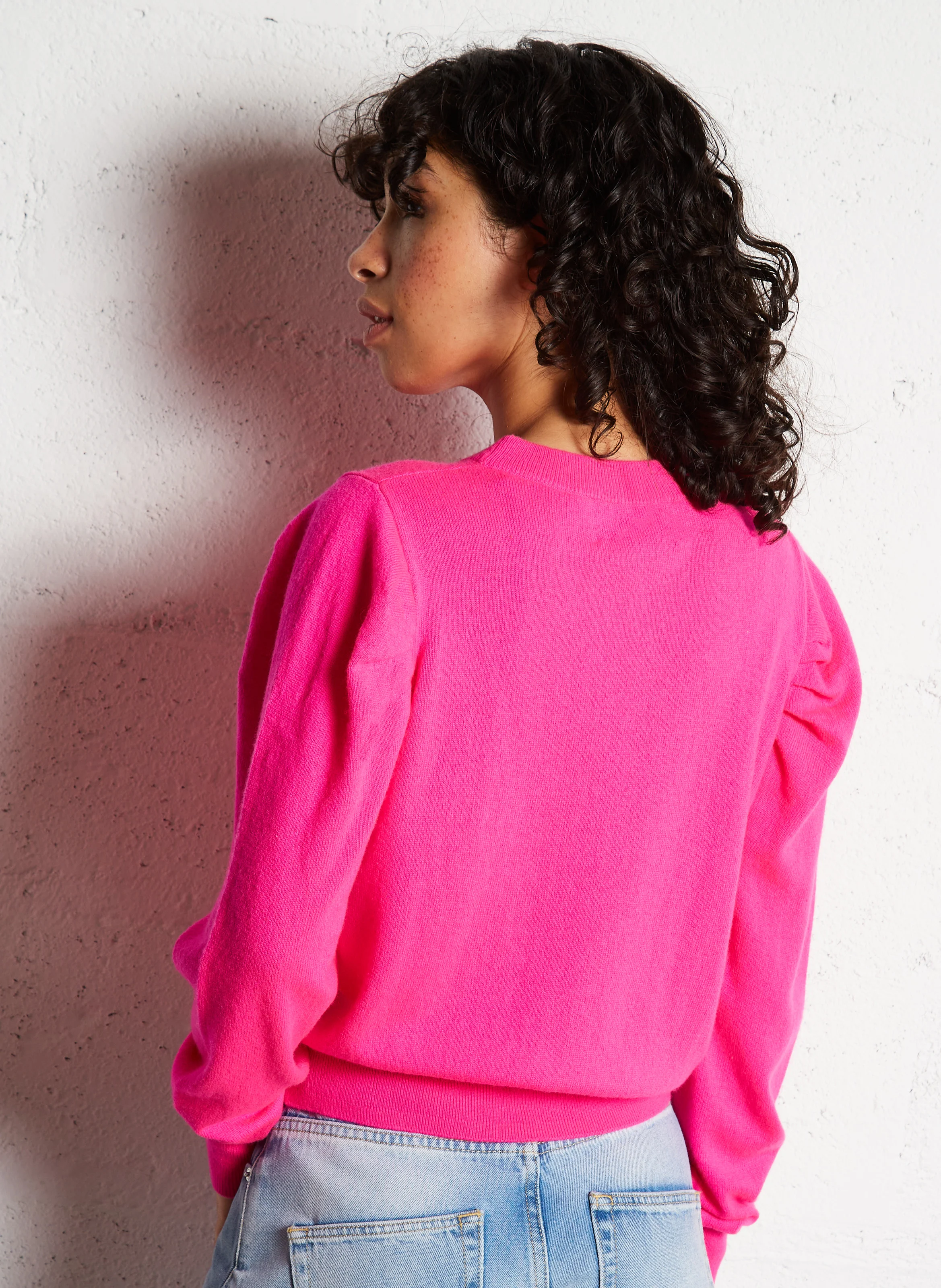 AIKA - Pull col rond en laine en en cachemire mélangés | Rose