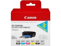 Canon PGI-550/CLI-551 PGBK/C/M/Y/BK/GY Multi Pack - 6-pack - grå, svart, gul, cyan, magenta - original - blekkbeholder - for PIXMA iP7250, iP8750, iX
