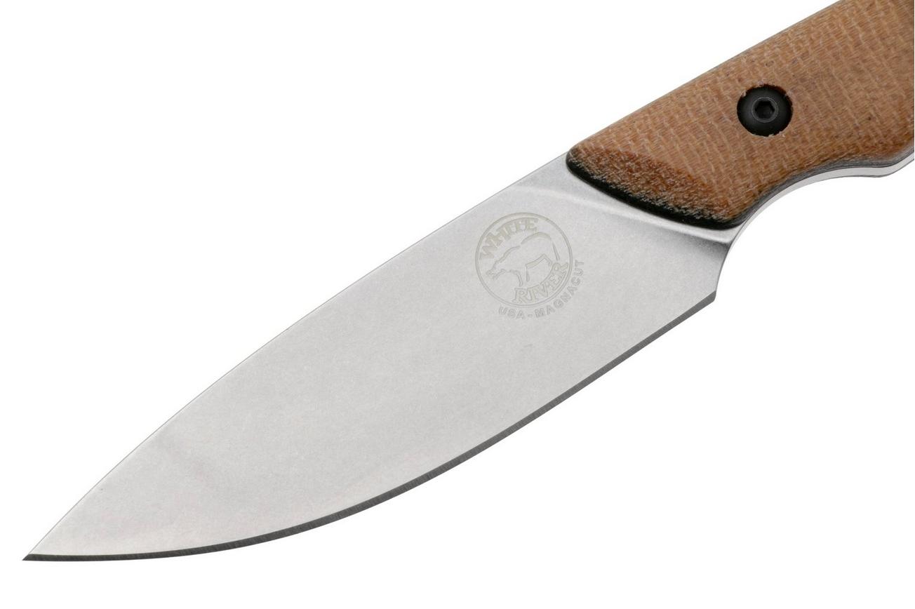 White River Knives Brave WRSS-BRV-MNB Stonewashed Magnacut, Natural Canvas Micarta, jachtmes, Smith and Sons design