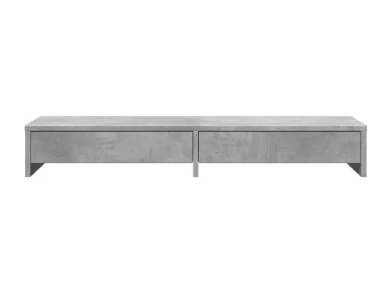 Support de moniteur avec tiroirs gris béton bois d'ingénierie