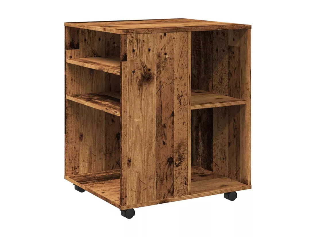 Armoire à roulettes vieux bois 60x53x72 cm bois d'ingénierie