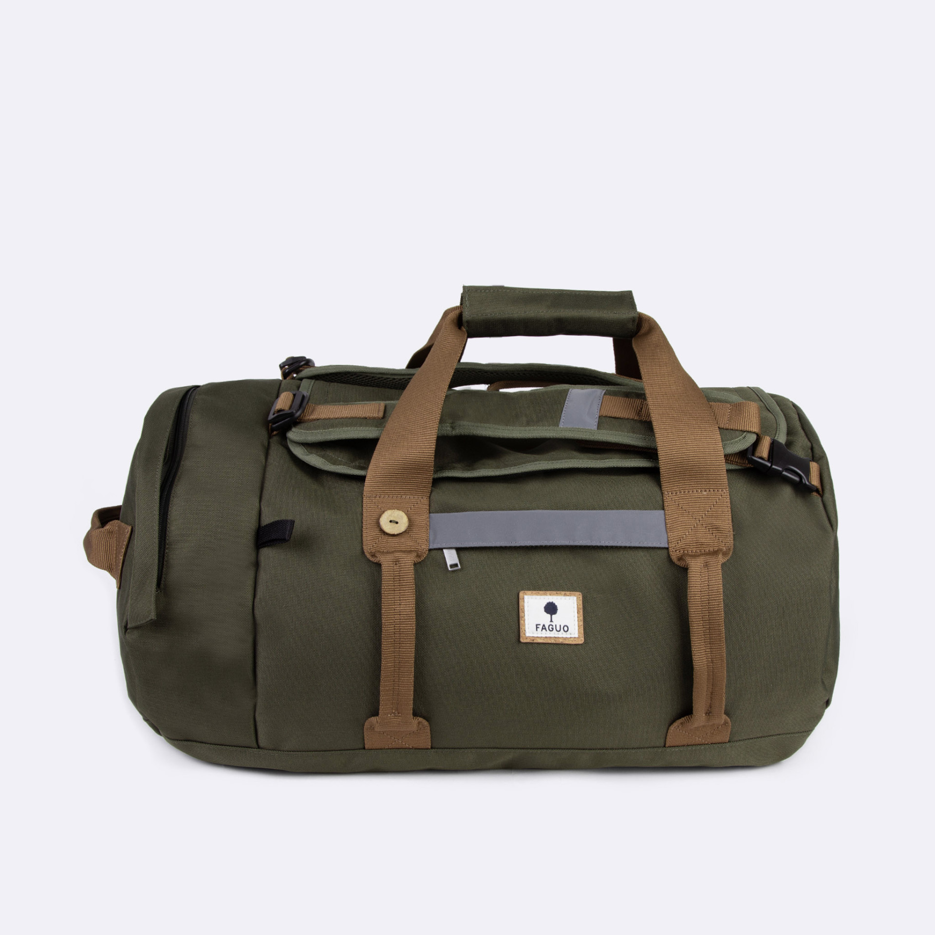 Sac de voyage kaki vegan polyester recyclé - modèle big duffle