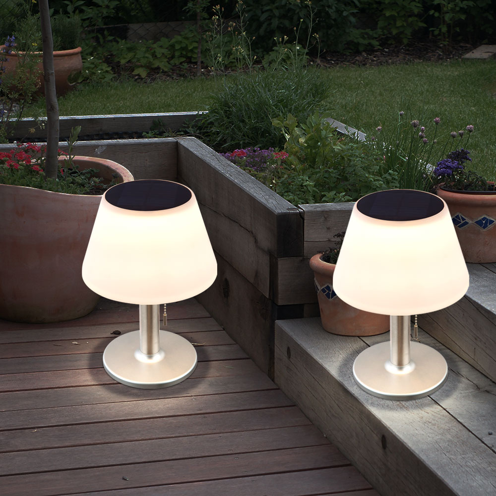 2er Set LED Solar Tischleuchte, Kunststoff, weiß, Höhe 28 cm