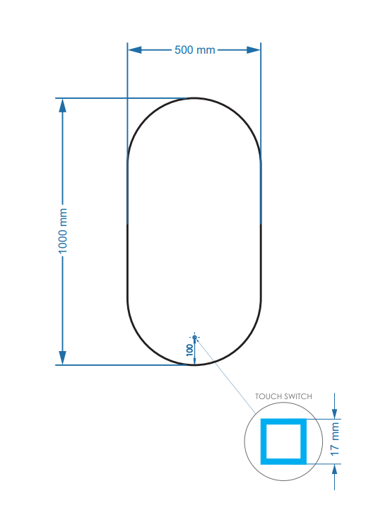 Sanigoods Paya ovale spiegel met LED-verlichting en verwarming 50x100cm