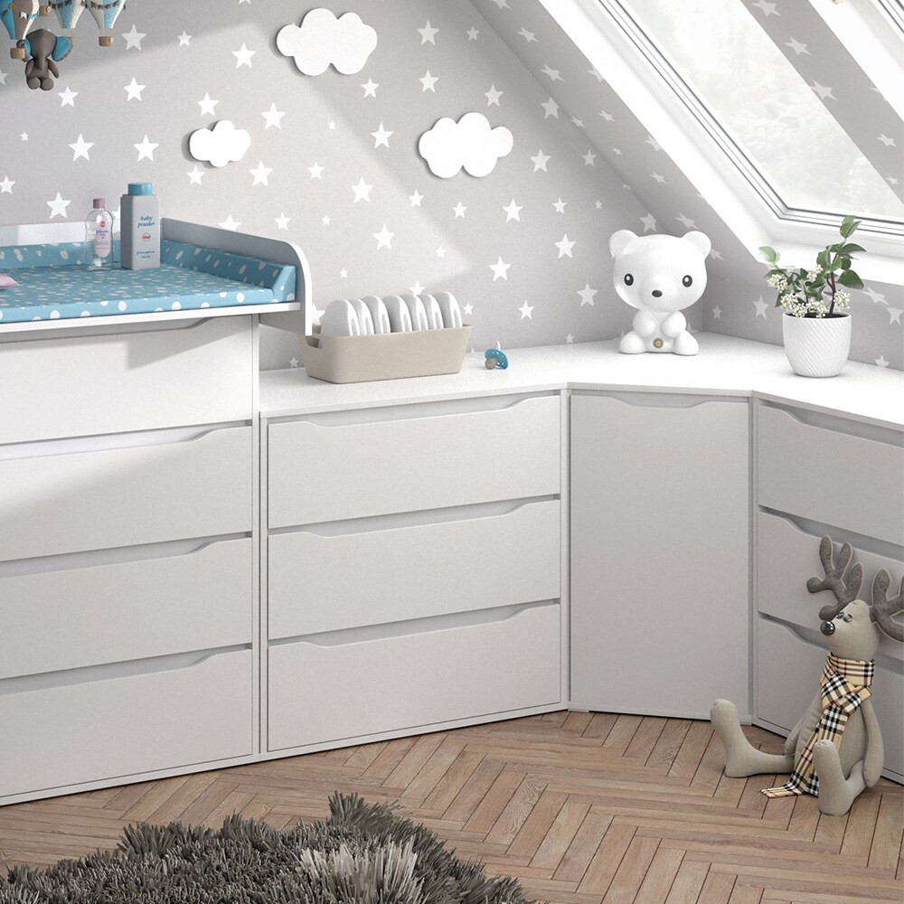 VICCO Eck Kommode RUBEN Weiß Sideboard Mehrzweckschrank Schrank Kleiderschrank