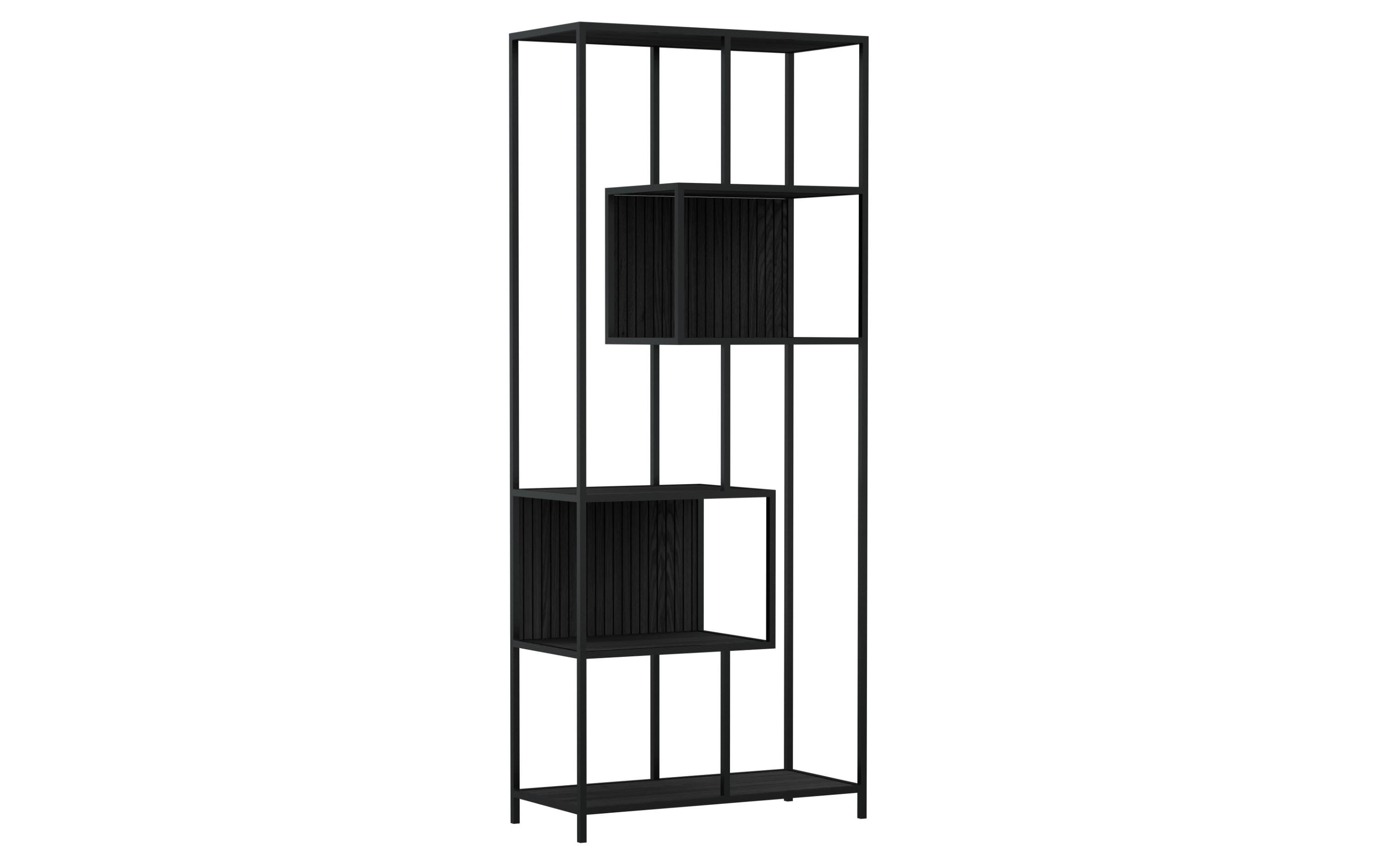 Regal Seaford offen Schwarz, 77 x 35 x 185 cm<br>TV-Tisch
