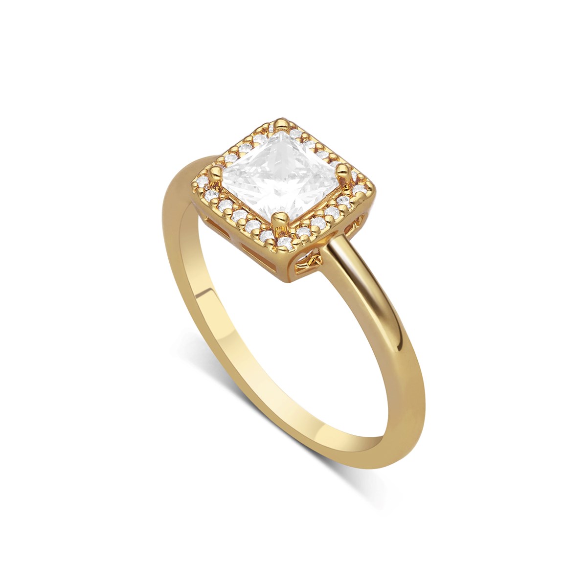 Bague Dorée Solitaire Carré