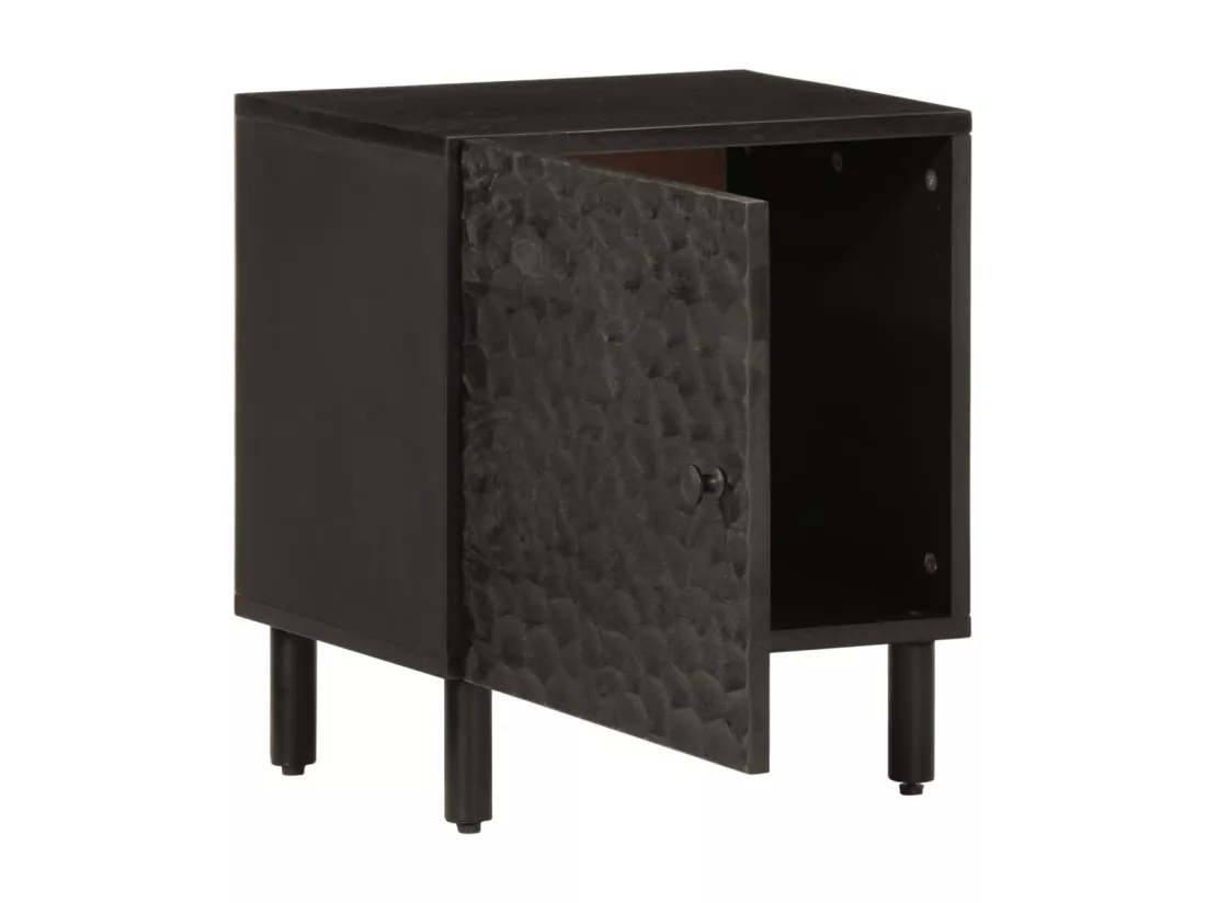 Tables de chevet 2 pièces noir 40x33x46 cm bois de manguier solide