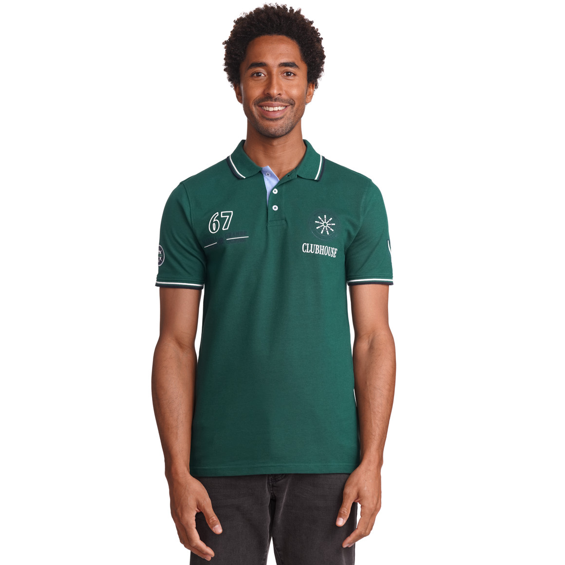 VanVaan Herren Poloshirt mit Print dunkelgrün