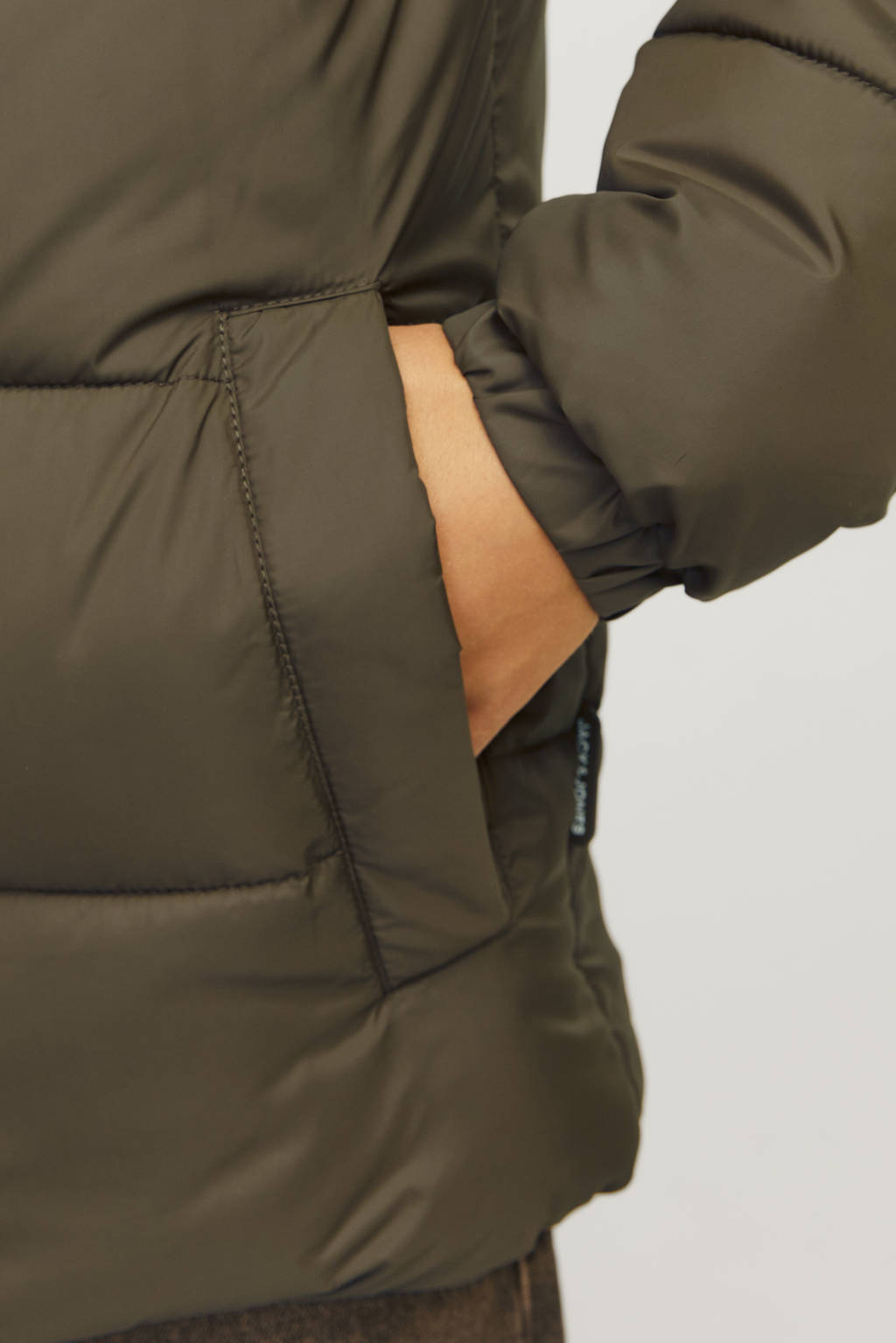 JACK & JONES gewatteerde jas olijfgroen/zwart