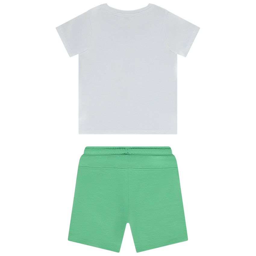 Ensemble 2 pièces t-shirt printé + bermuda avec motif en relief pour bébé garçon - Blanc