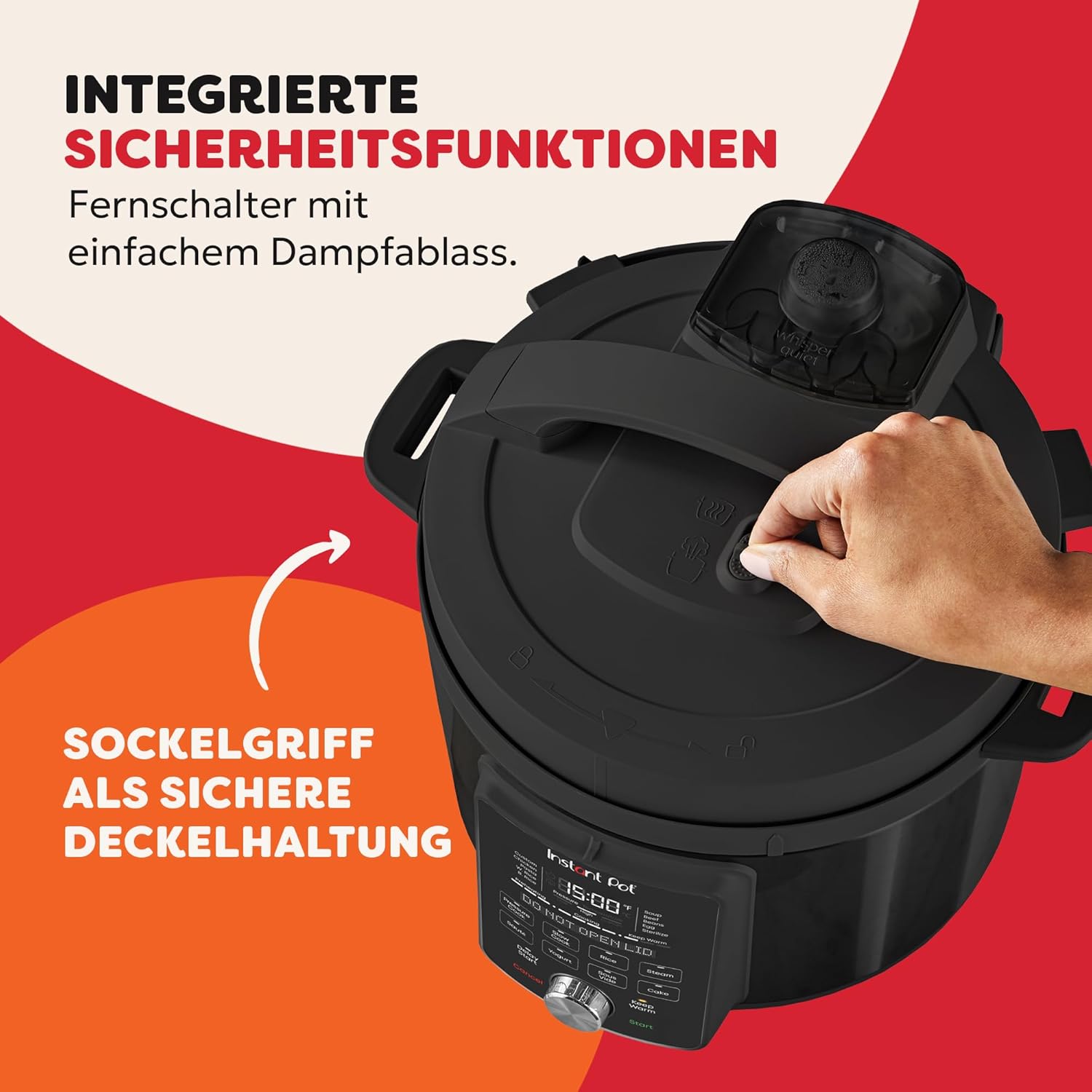 Instant Pot Duo Plus mit WhisperQuiet-Technologie, Multikocher 5,7 L – Schnellkochtopf, Schongarer, Reiskocher, Sauté-Pfanne, Joghurtbereiter, Warmhaltefunktion, Dampfgarer, Vakuumgarer, Kuchenbacken