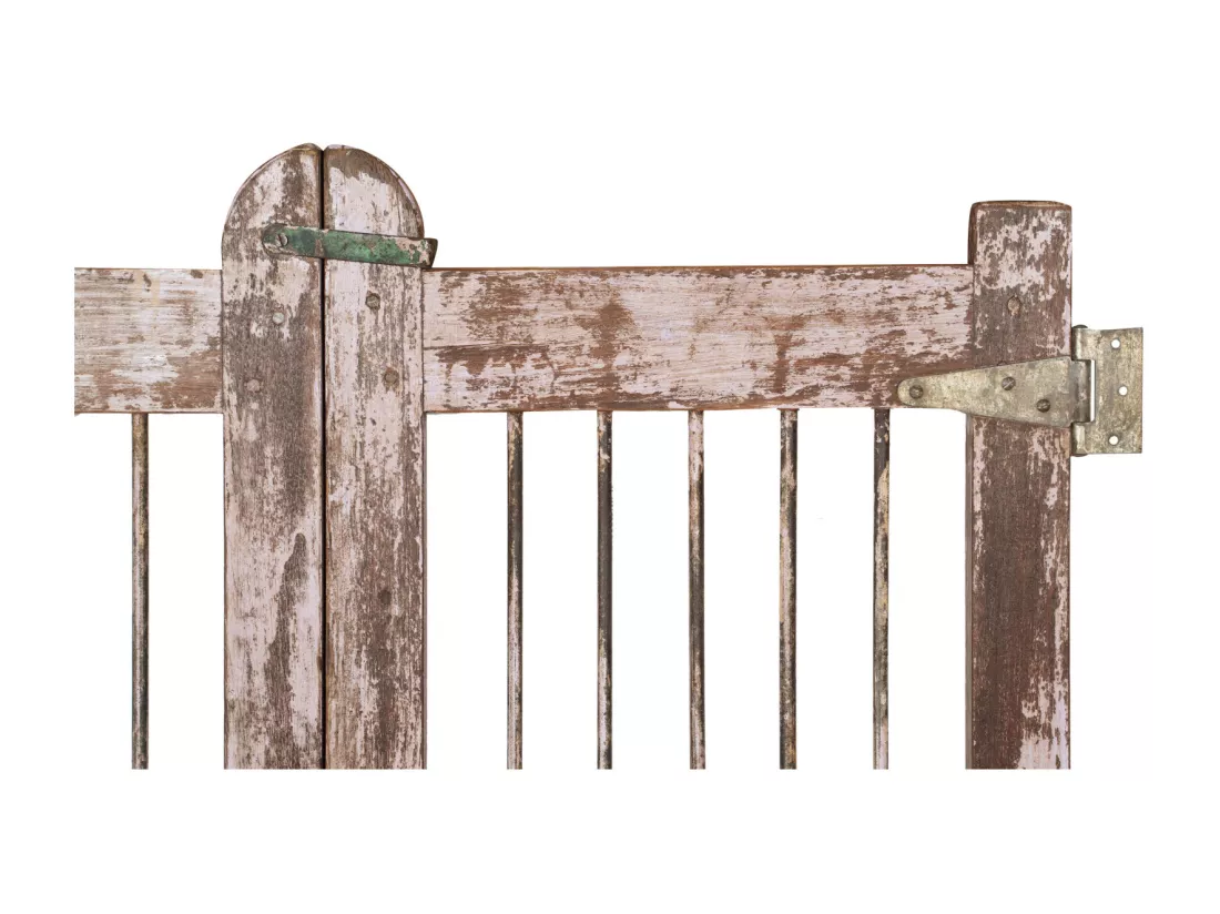 BISCOTTINI Portail - Bois Massif et Fer Finition Antique - Clôture en Fer - Portail en Métal - Porte Décorative - Portail d'Entrée - Clôture en Bois - Intérieur et Extérieur - 91x6x113cm