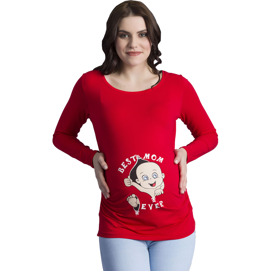 M.M.C. Umstandslangarmshirt Best Mom Ever mit Motiv Rot