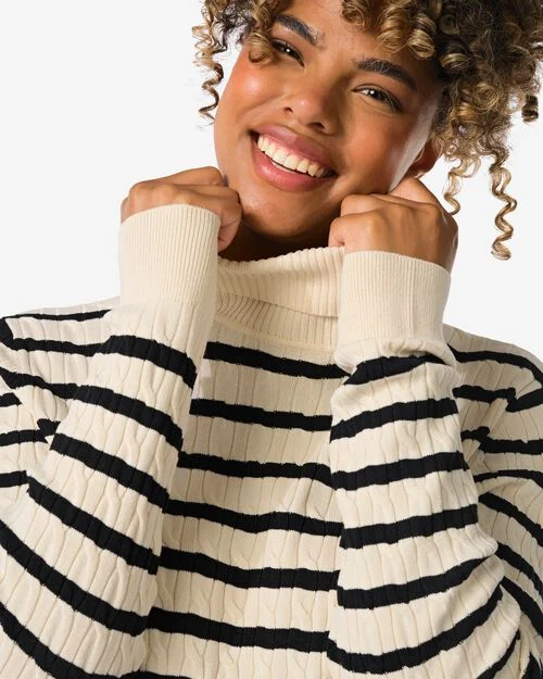 pull col roulé femme Louisa blanc/noir