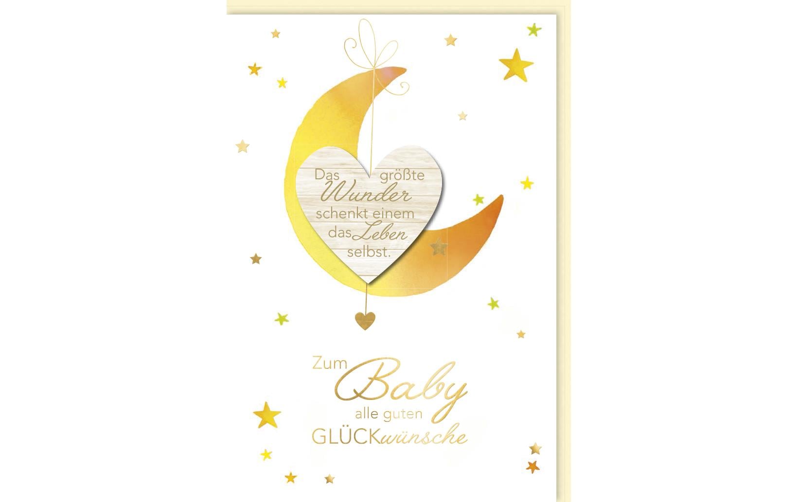 Glückwunschkarte Mond 11.5 x 17 cmGrusskarte zur Geburt