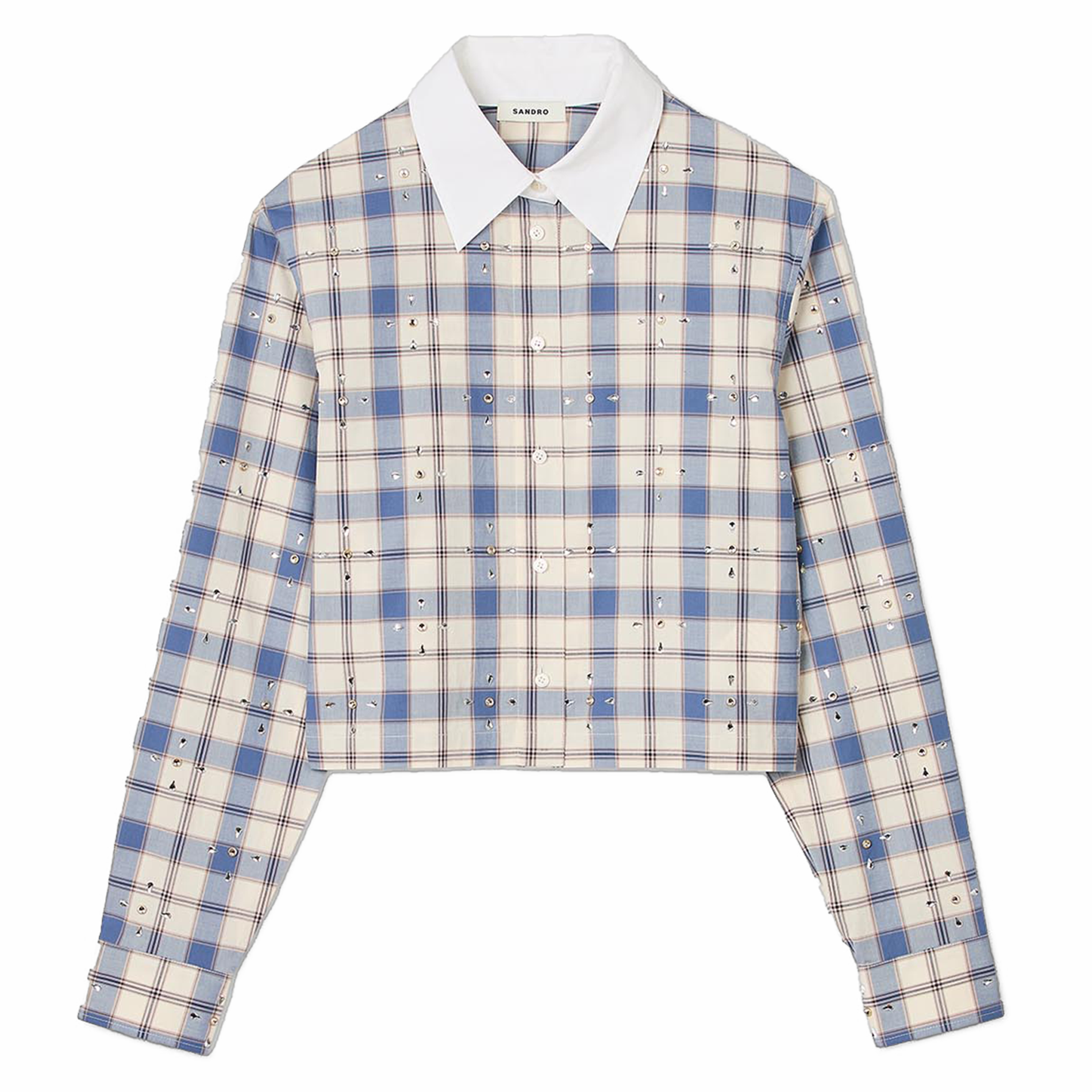 Chemise col classique imprimée en coton | Bleu