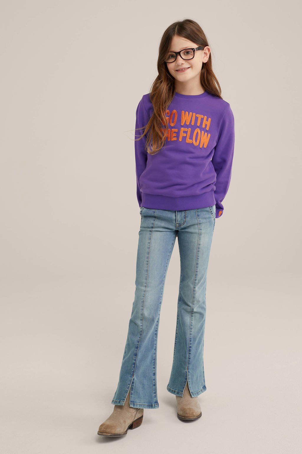 WE Fashion sweater donkerpaars