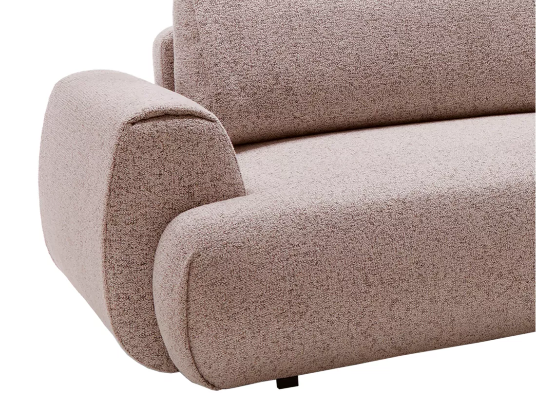 Canapé d'angle droit convertible en tissu texturé rose MONELIA