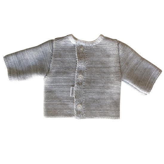 Cardigan coton bio Collection P'tit Bisou Trousseau Tricot 2019   Gris chiné        0 mois   de               P'tit bisou