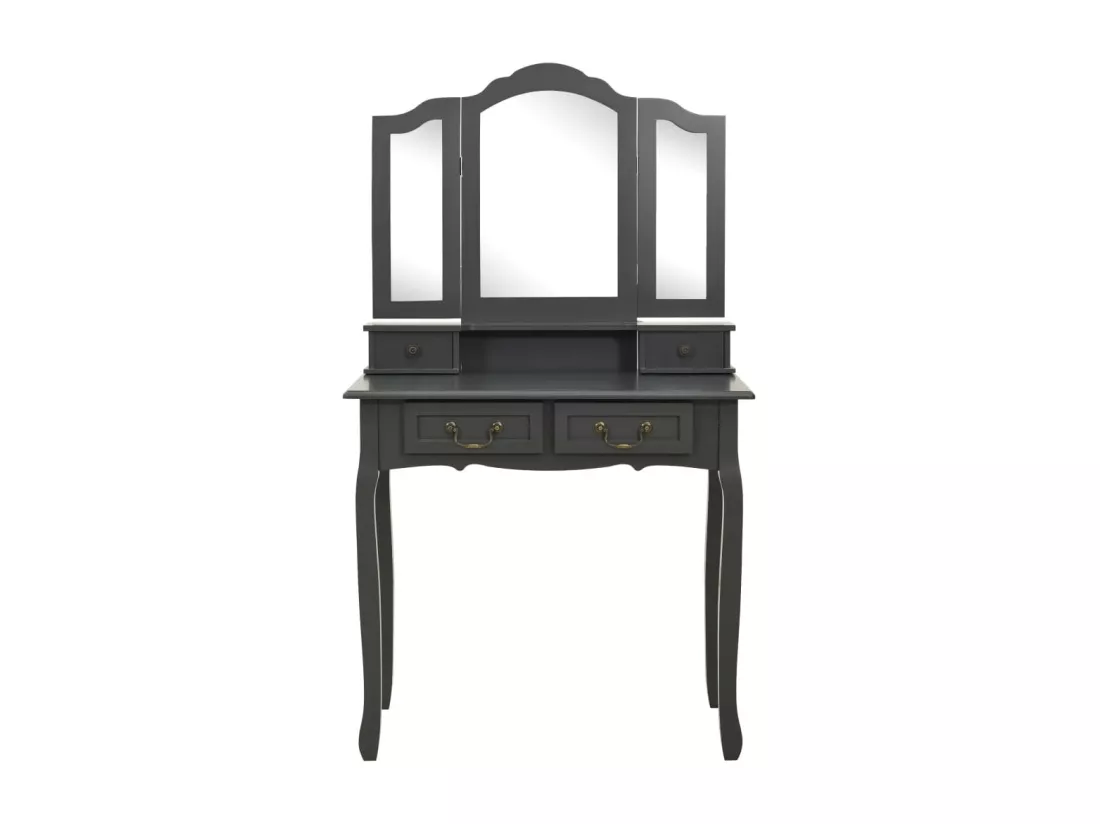 Ensemble de coiffeuse avec tabouret Gris 80x69x141 cm Paulownia