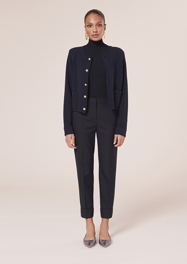 Pantalon Philippableu nuit en laine froide