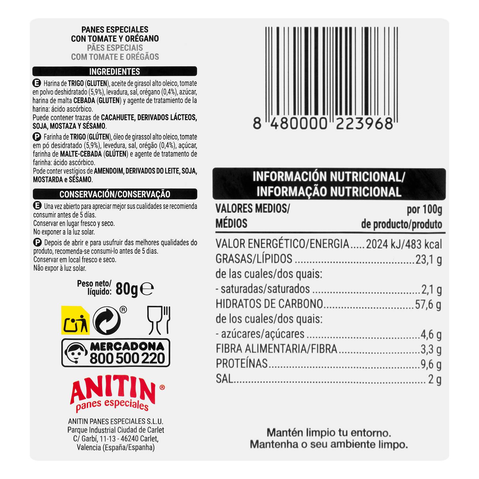 Pains spéciaux à la tomate et à l'origan Hacendado