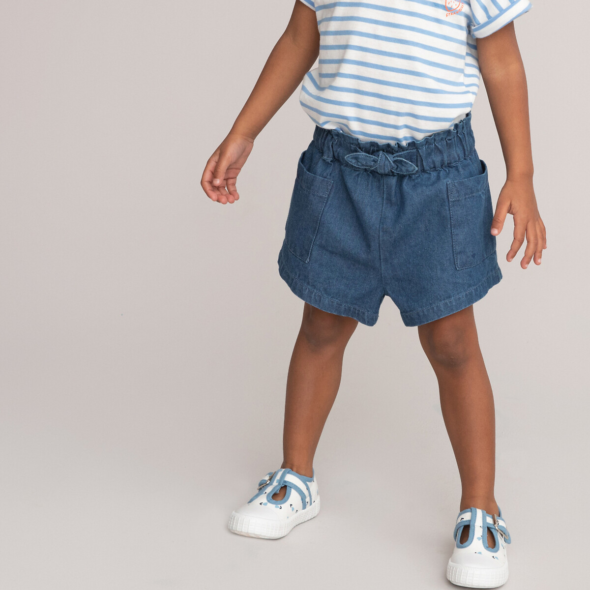 COLEÇÕES LA REDOUTE<br>Shorts paper bag em denim claro