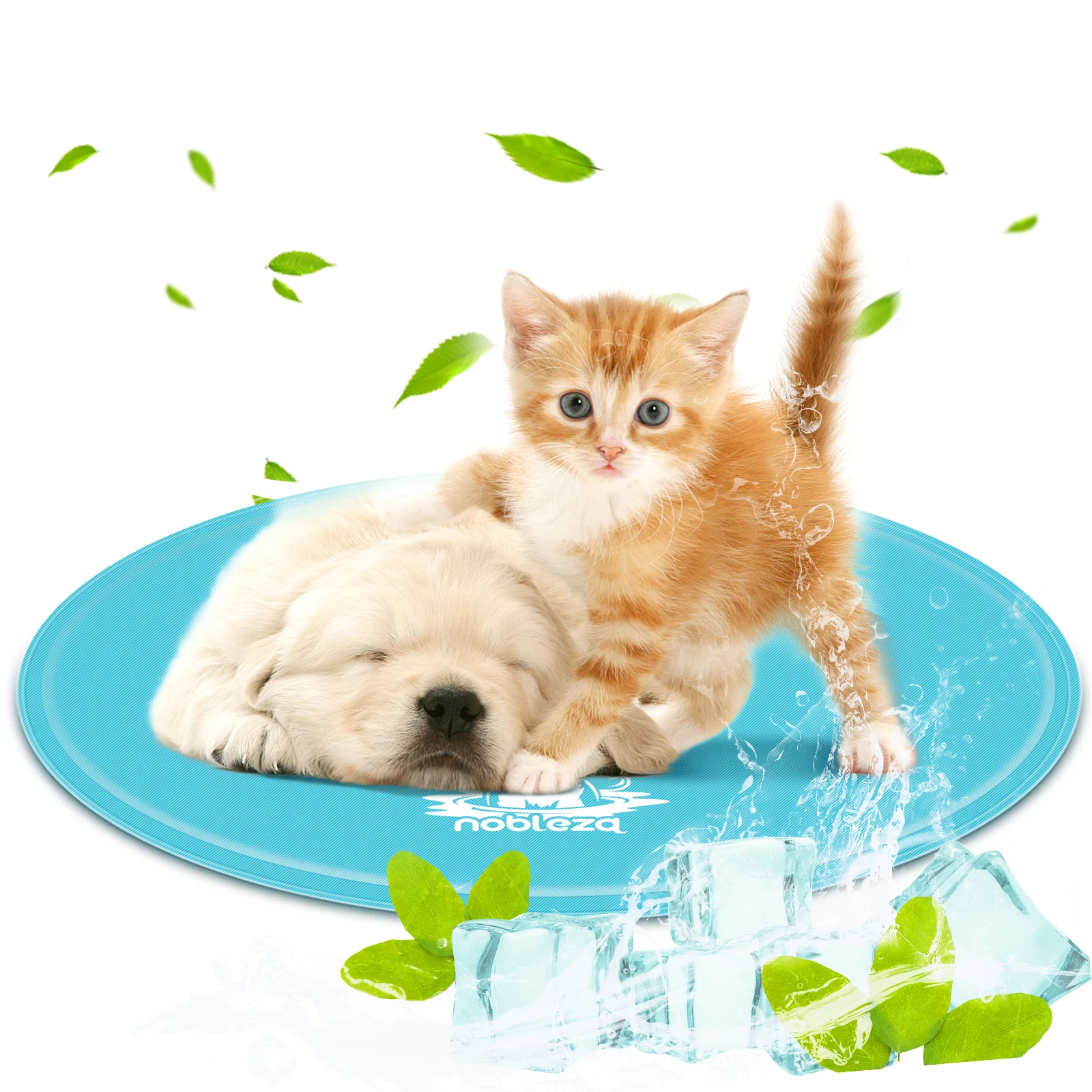 Tapete refrescante Nobleza para cães e gatos, cobertor refrescante auto-refrescante para animais de estimação com gel atóxico, cama refrescante para animais de pequeno porte, diâmetro de 60 cm.