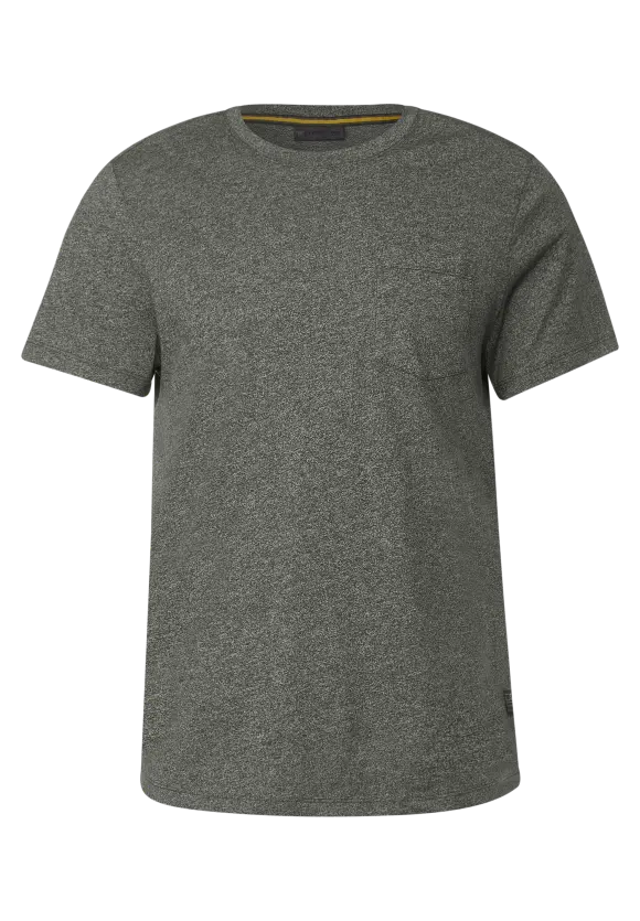 Long T-Shirt mit Brusttasche - forest green melange