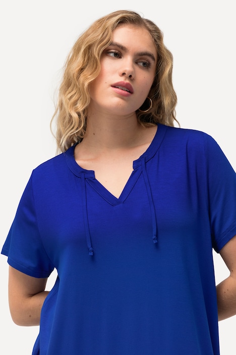 Jersey-Midikleid, A-Linie, Tunika-Ausschnitt, Halbarm