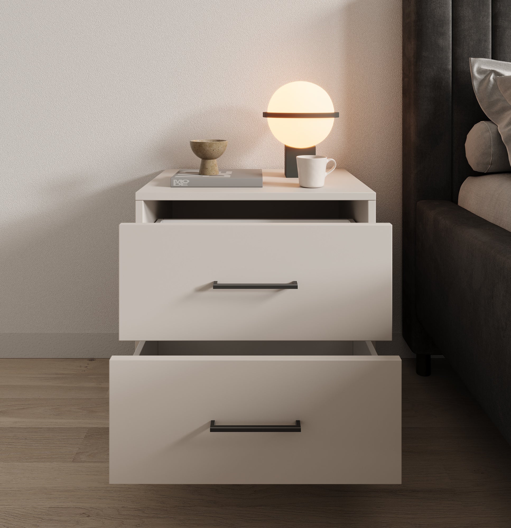 Vidor - Nachtkastje - Beige - 48x40x52 cm