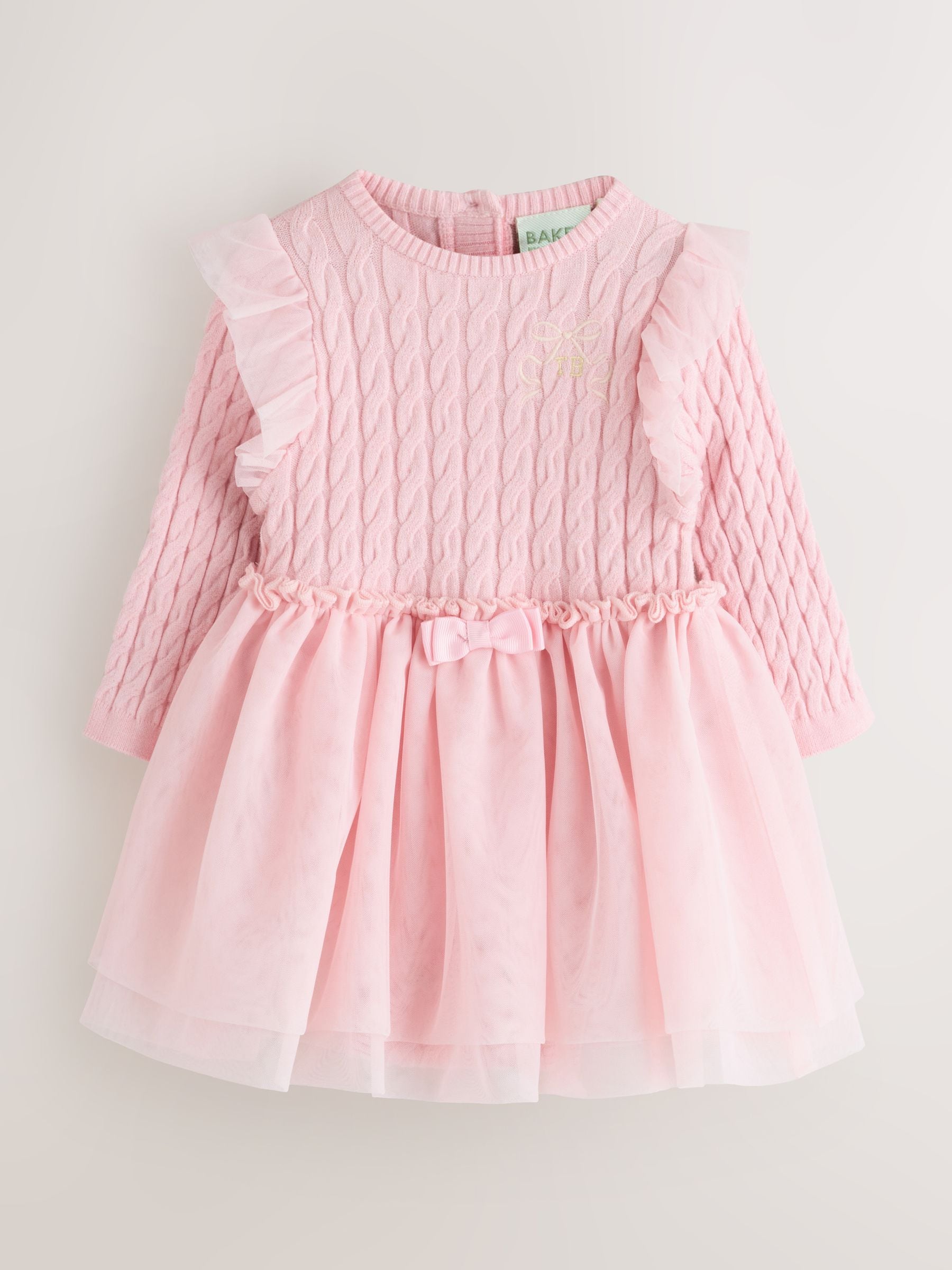 Baker by Ted Baker 2 Piece Pink Knitted Mesh Dresses & Tights Set