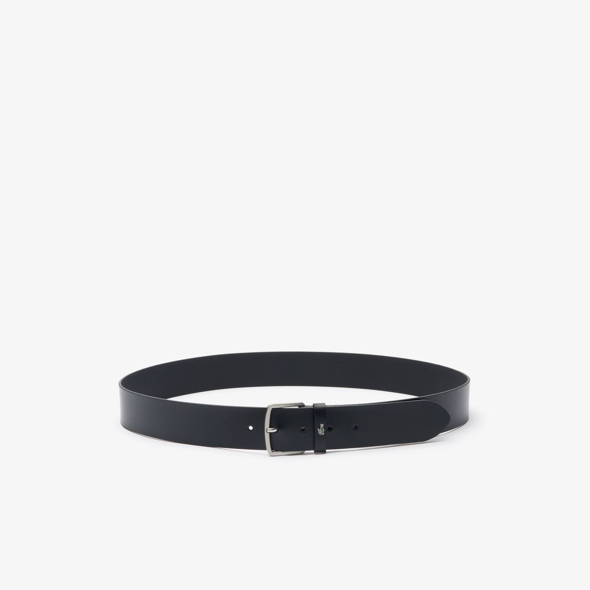 Ceinture en cuir lisse tannage végétal Ceintures - Noir - Lacoste - Homme