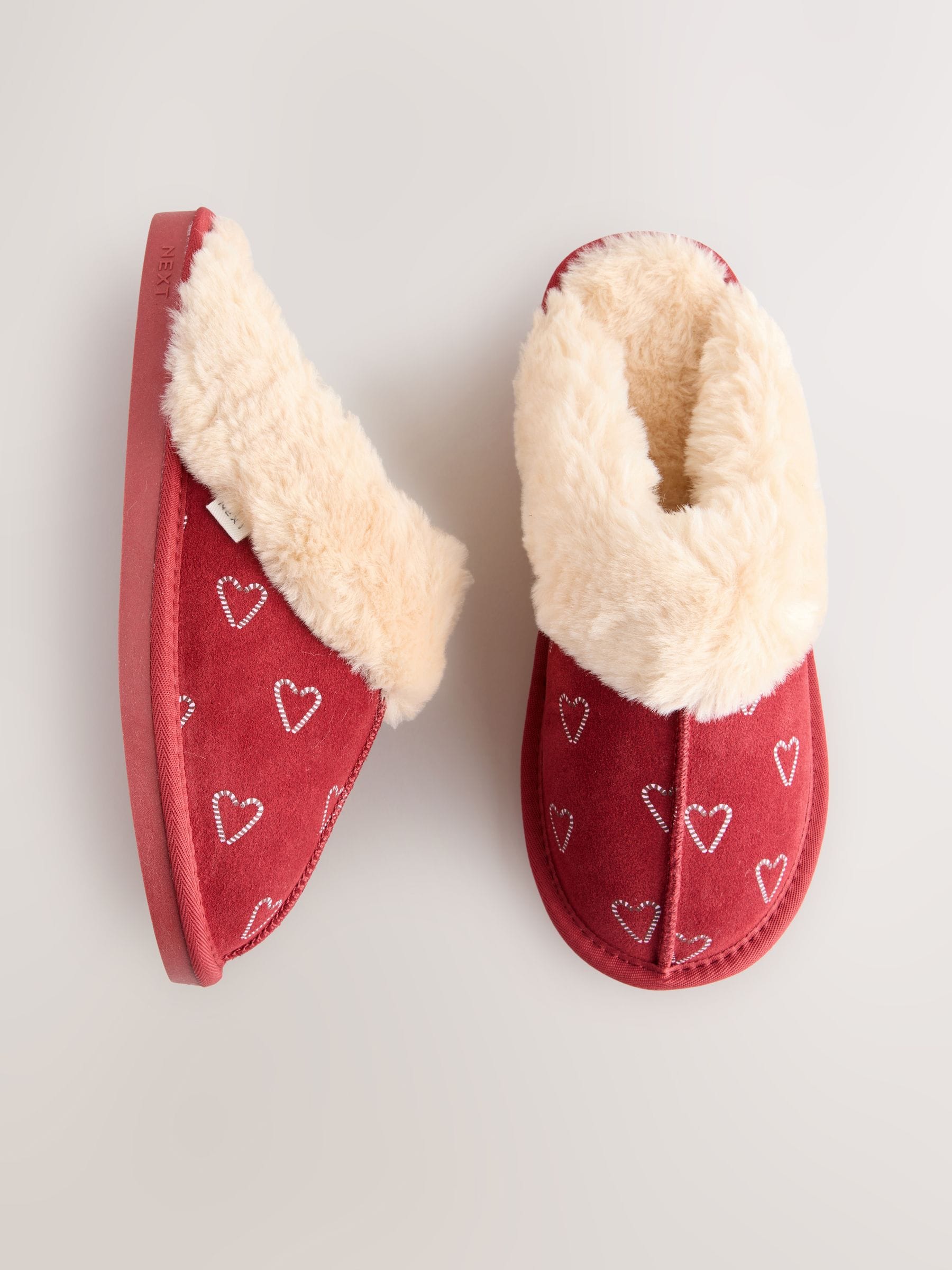 Rood met zuurstok - Faux Fur Suede Mule Slippers