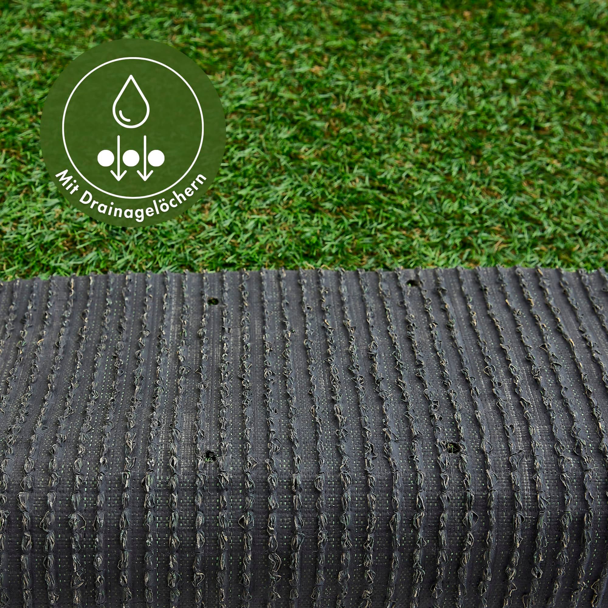 Andiamo Kunstrasen »Rasenteppich Sansibar« rund 20 mm Höhe realistische Optik, mit Drainagefunktion, für Balkon & Terrasse