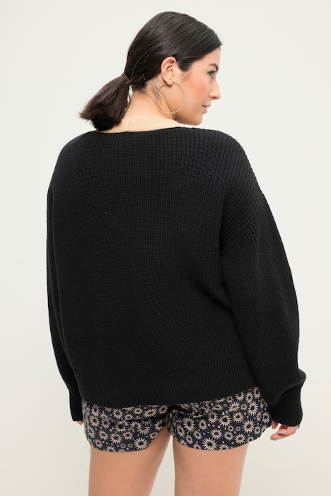 Strickjacke, oversized, Colorblende, Langarm