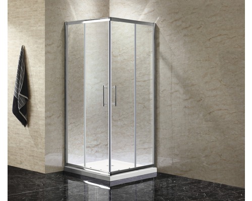 form&style hoekinstap SAMOA 80-90 cm helder glasprofiel kleur chroom