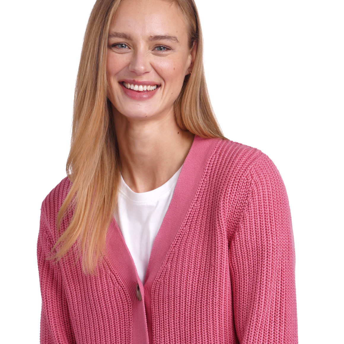 Jonas Nielsen Damen Strickjacke mit Knopfleiste pink