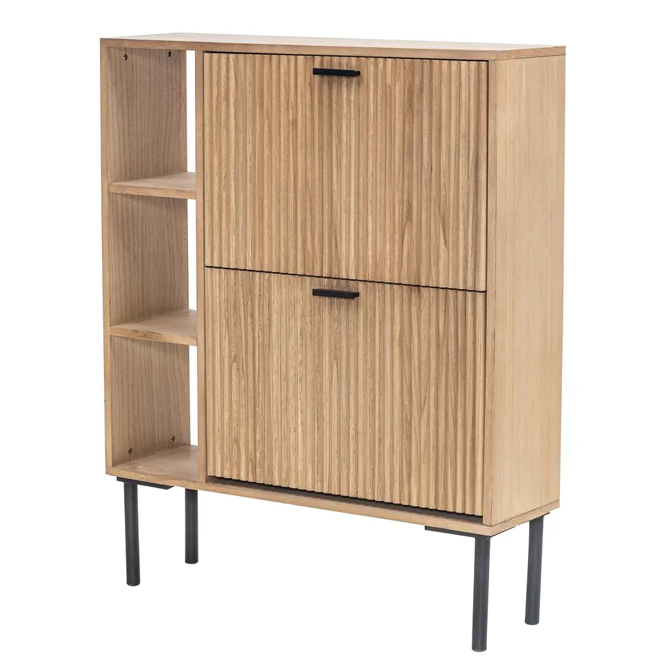 Schoenenkast met 2 laden van hout en metaal