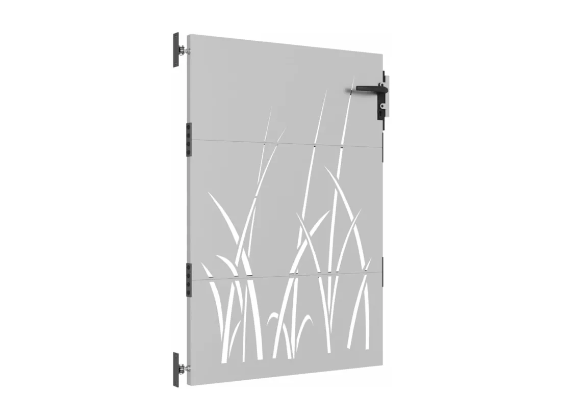 Portail de jardin 85x150 cm acier corten conception d'herbe