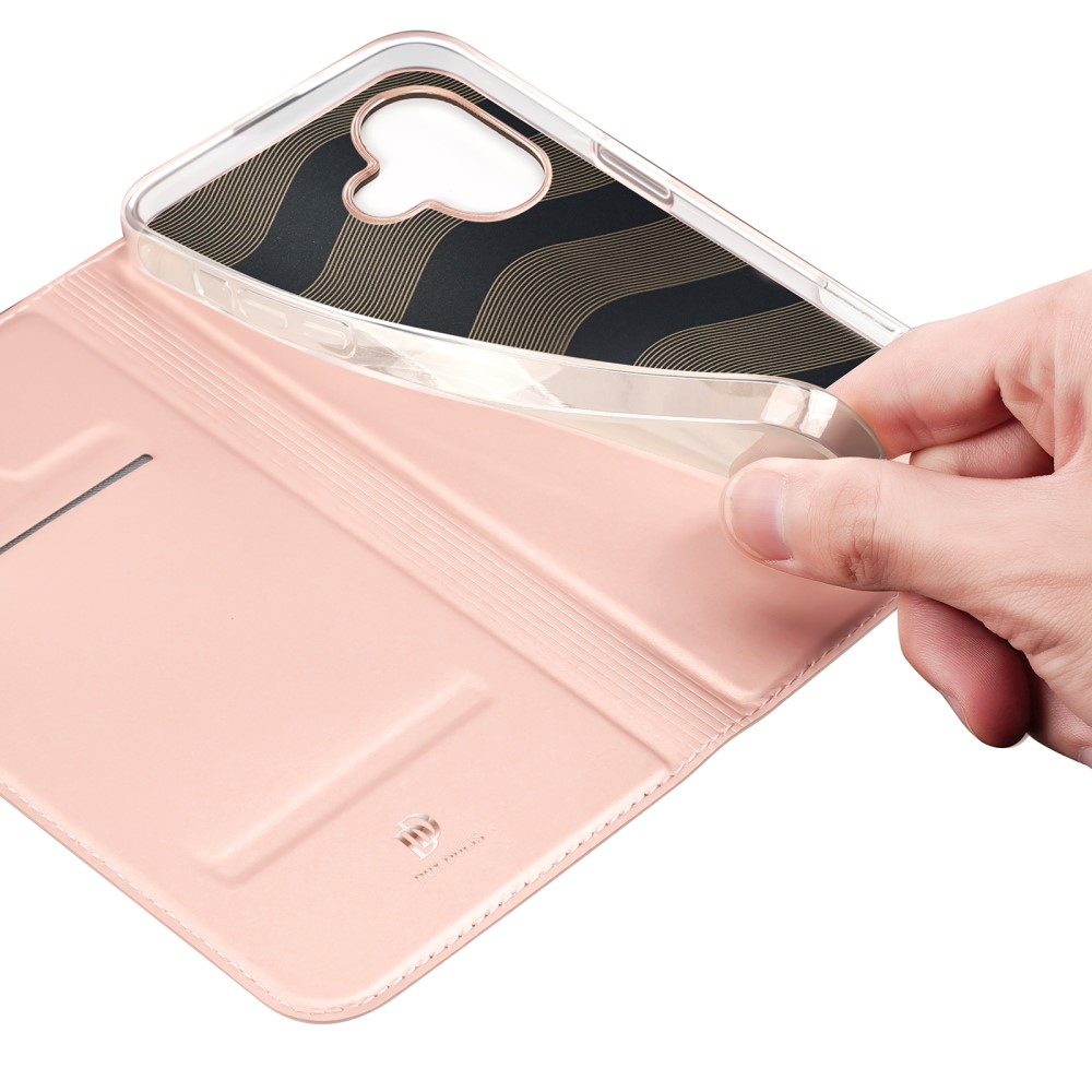iPhone 16 Flip Wallet Cover Leder Tasche - Roségold