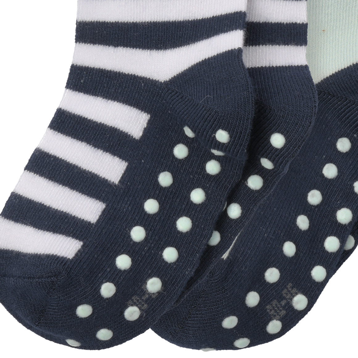 Topomini 2 Paar Baby Stoppersocken im Set dunkelblau / weiss / hellgrün