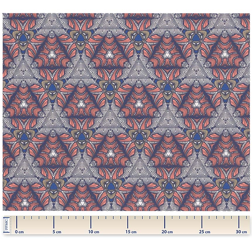 Tissu Coton Au Mètre Ex2414 Ethnique Corail
