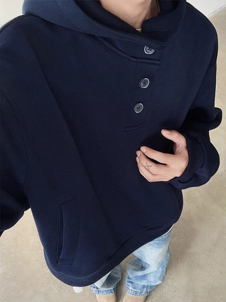 Giuliana - Henley effen hoodie