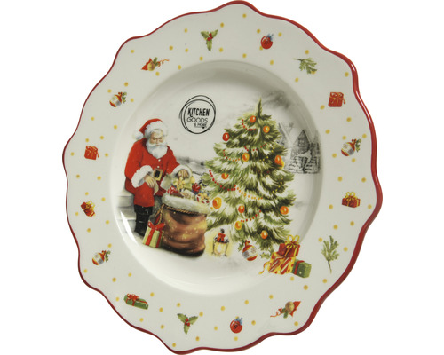 Dolomiet Santa bord 26 cm groen rood wit