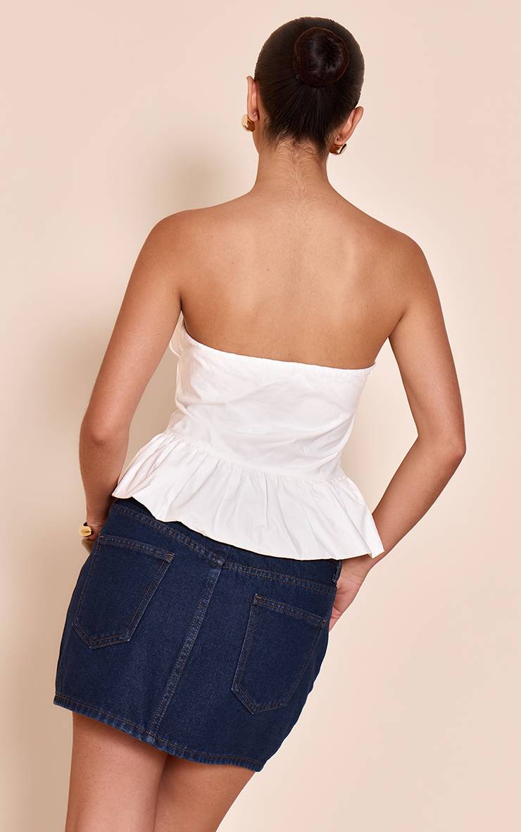 Crème Top Bandeau Péplum À Volants En Coton