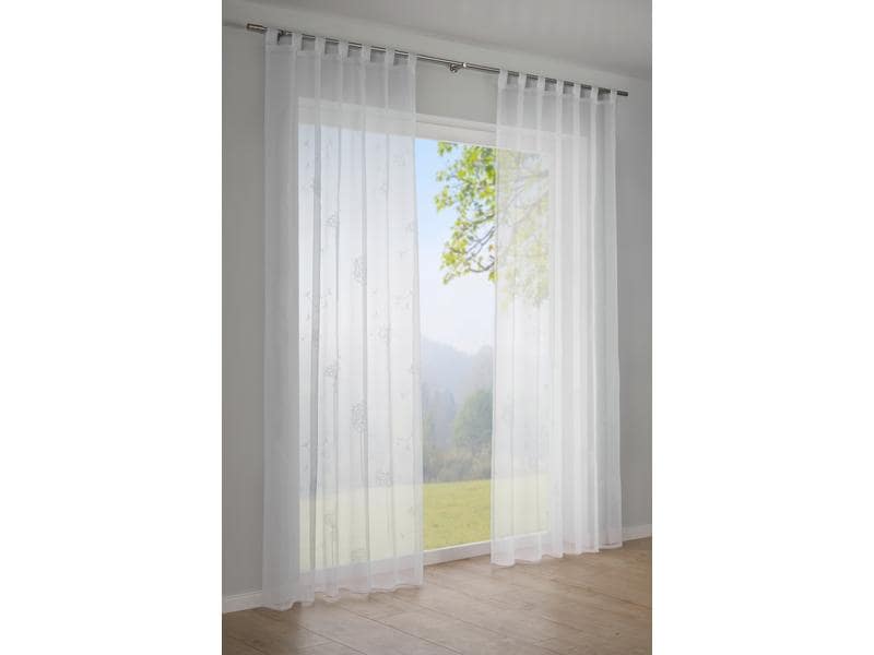 Gardinia Tagvorhang mit Schlaufe Voile-Flock 140 cm x 245 c Tagvorhang mit Pusteblume