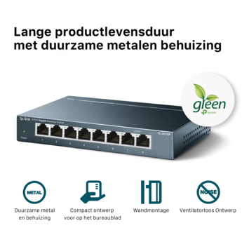 TP-Link 10/100/1000 Mbps Desktop switch met 8 aansluitingen TL-SG108
